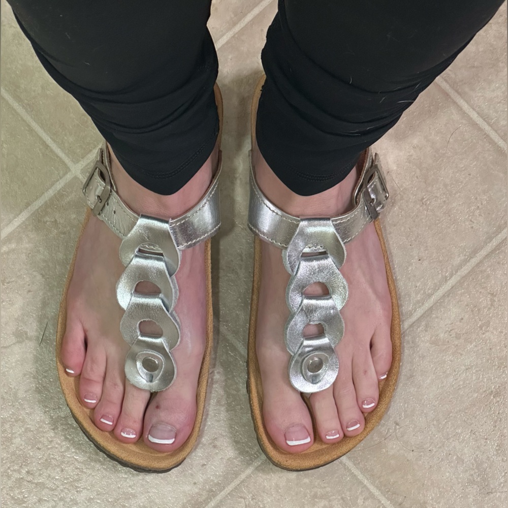 Women's Silver Cork Sole Sandals - Picture 9 of 9
